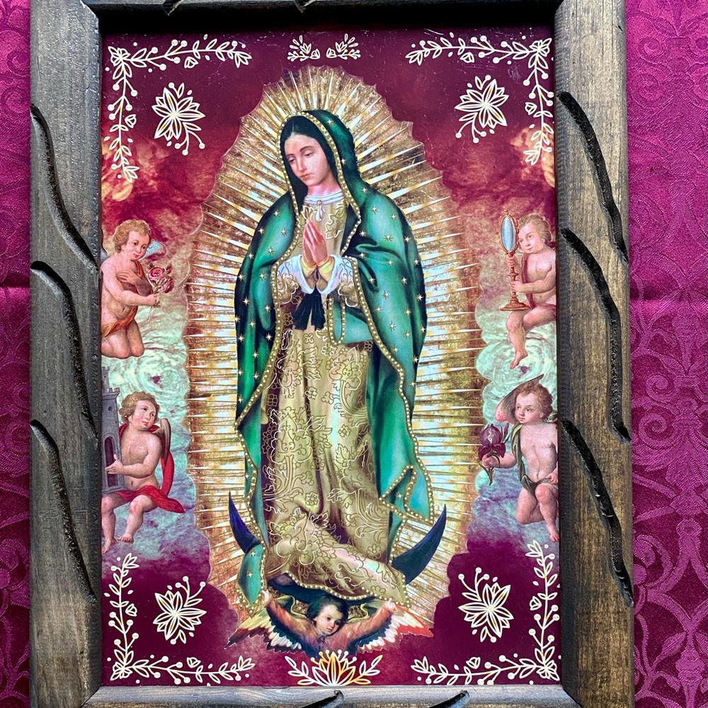 Virgin Mary wood frame painting